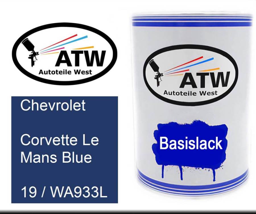 Chevrolet, Corvette Le Mans Blue, 19 / WA933L: 500ml Lackdose, von ATW Autoteile West.